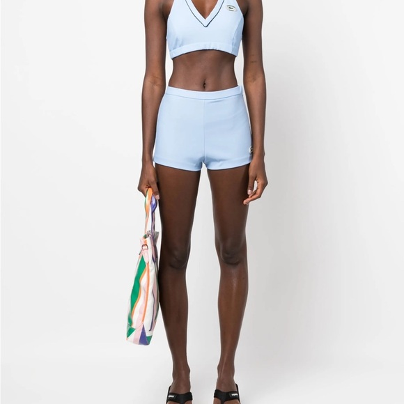 Lacoste Pants - Sporty&Rich x Lacoste Light Blue Women's Athletic Shorts